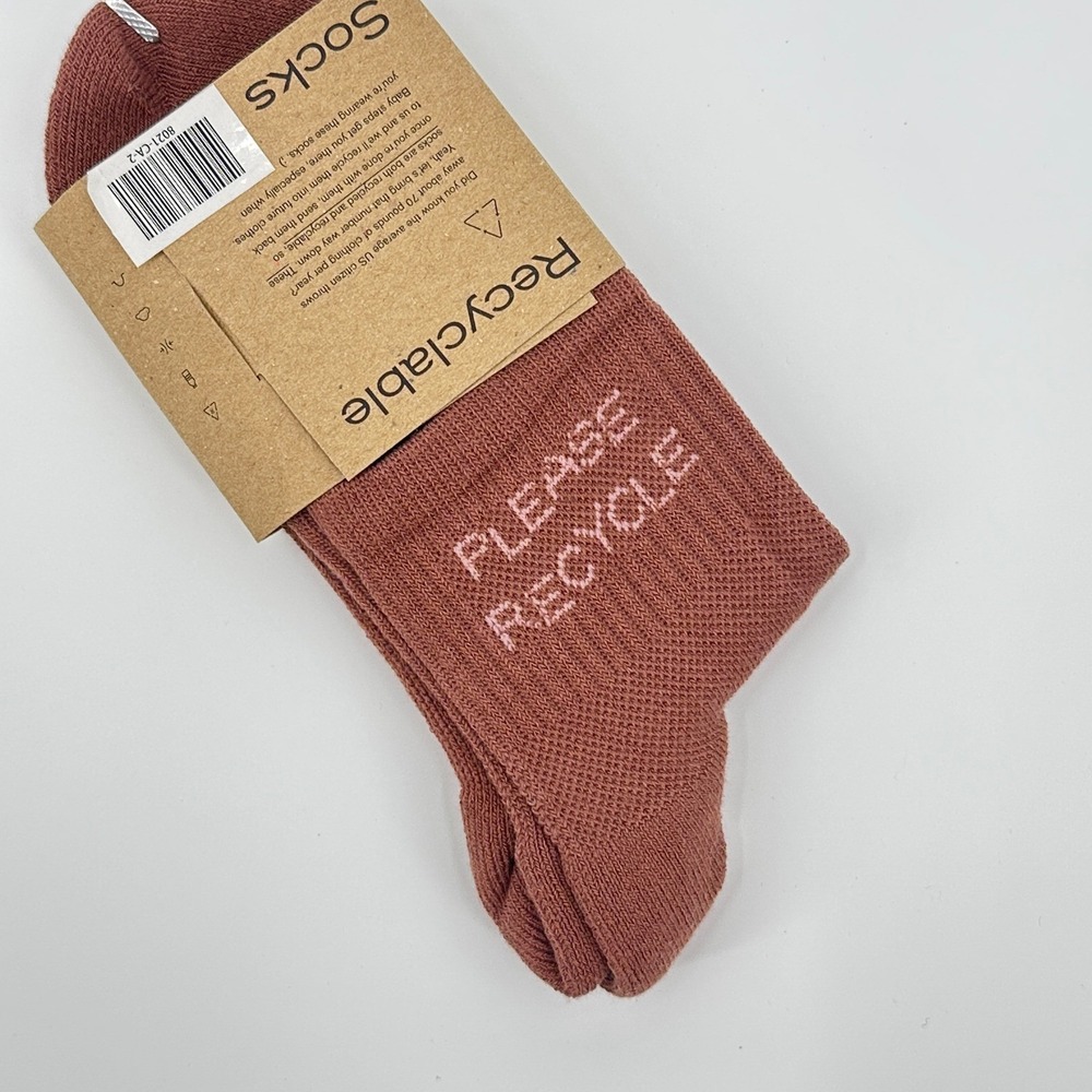 SET OF 2‎ Girlfriend Collective Please Recycle Crew Socks Terracotta Size 2 NWT - Picture 4 of 5